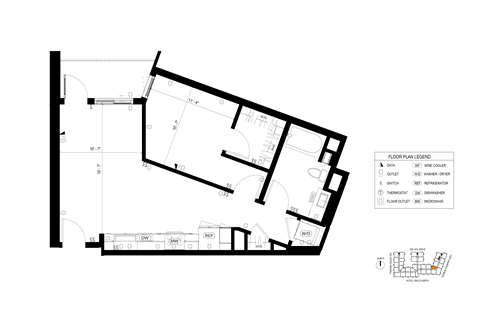 Floor plan for 1 bed, 1 bath, 704 sqft